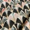 Marble Pink Fan Bow Art Deco Nouveau Geometric Shell Damask Fabric Fountain Leaf – Curtain Upholstery Home decor – 55"/140cm Wide