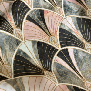 Marble Pink Fan Bow Art Deco Nouveau Geometric Shell Damask Fabric ...