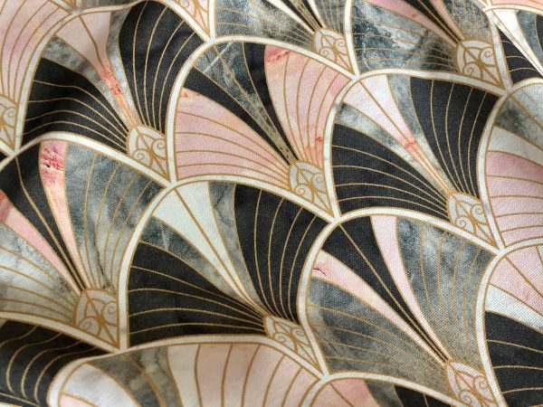 Marble Pink Fan Bow Art Deco Nouveau Geometric Shell Damask Fabric Fountain Leaf - Curtain Upholstery Home decor - 55"/140cm Wide - Image 5