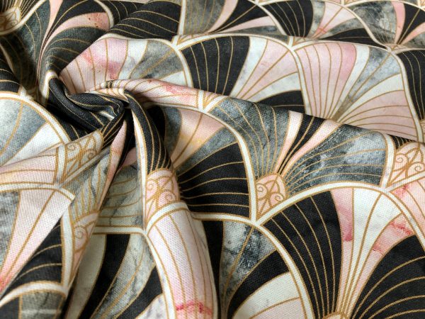 Marble Pink Fan Bow Art Deco Nouveau Geometric Shell Damask Fabric Fountain Leaf - Curtain Upholstery Home decor - 55"/140cm Wide - Image 9