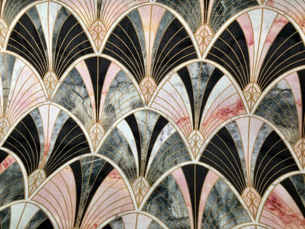 Marble Pink Fan Bow Art Deco Nouveau Geometric Shell Damask Fabric Fountain Leaf - Curtain Upholstery Home decor - 55"/140cm Wide - Image 10
