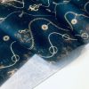 Navy Blue Marine Fabric for Curtains Upholstery Dressmaking – Gold Chains Anchor rint 100% Cotton Material – 55"/140cm wide