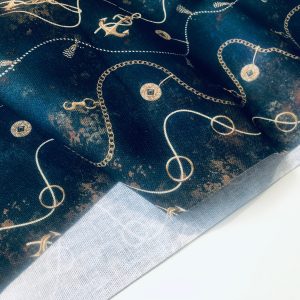 Navy Blue Marine Fabric for Curtains Upholstery Dressmaking - Nautical ...