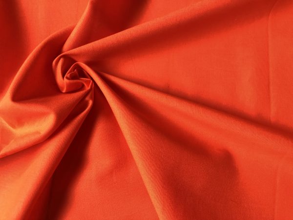 Plain 60SQ Cotton Fabric Material Orange 100% Cotton for curtains, mask, scrubs – 150cm Wide – Pure Orange
