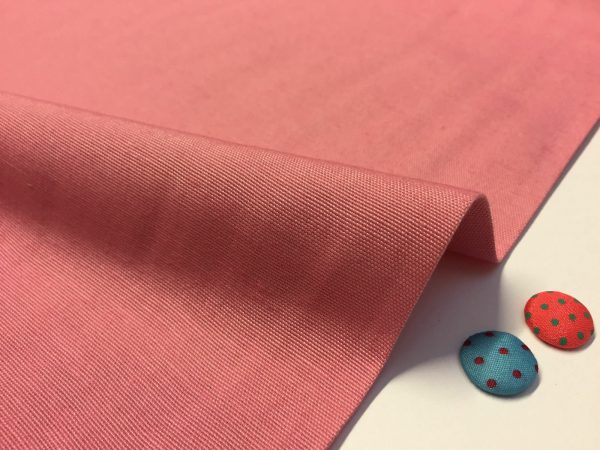 ROSE PINK Plain Ottoman Fabric For Curtains Upholstery Cotton Canvas Material – 55"/140cm Wide