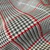 Royalty Gobelin Herringbone Squares Print Fabric Material for Curtains Upholstery – 110"/280cm Wide – Red & Grey Geometric Patten