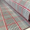 Royalty Gobelin Herringbone Squares Print Fabric Material for Curtains Upholstery – 110"/280cm Wide – Red & Grey Geometric Patten