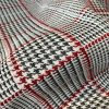Royalty Gobelin Herringbone Squares Print Fabric Material for Curtains Upholstery – 55"/140cm Wide – Red & Grey Geometric Patten