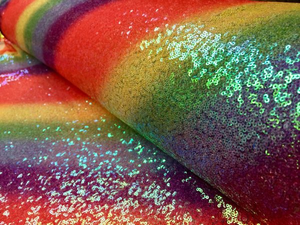 3mm Mini Sequins Fabric Material - 1 way stretch - 130cm or 51" wide - Sparkling Paillettes - Gay Pride - Image 6