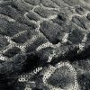 Animal Fur Spangles Sequin Fabric Soft 2 Way Stretch Material Giraffe Print Short Pile Faux  – 53"/135cm Wide BLACK & BLACK