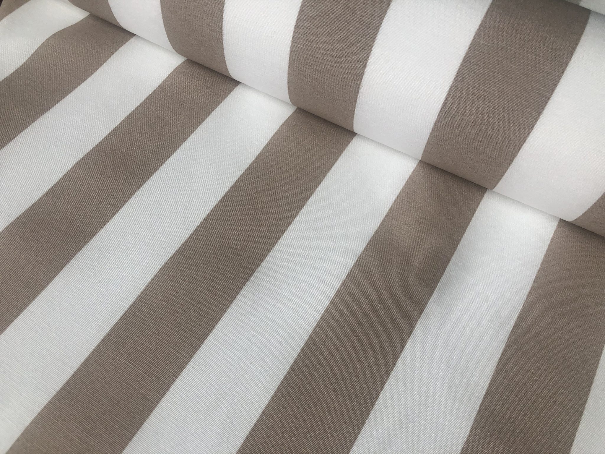 Beige And White Striped Fabric Sofia Stripes Curtain Tablecloth