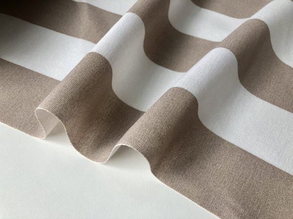Beige & White Striped Fabric - Sofia Stripes Curtain Tablecloth Upholstery Material - 55"/140cm Wide Canvas - Image 3