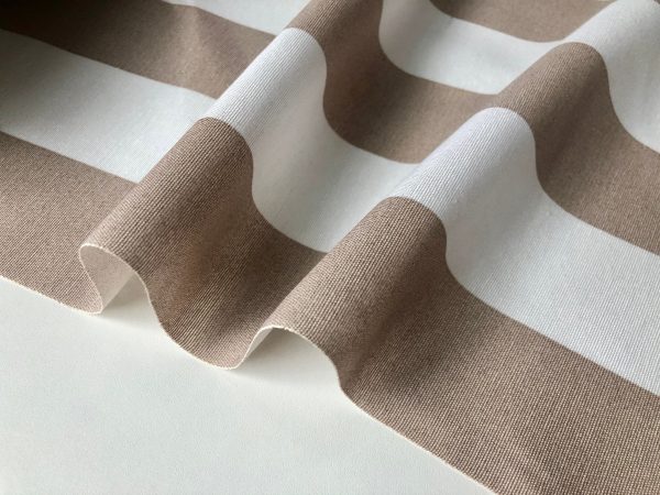 Beige & White Striped Fabric - Sofia Stripes Curtain Tablecloth Upholstery Material - 110"/280cm Wide Canvas - Image 4