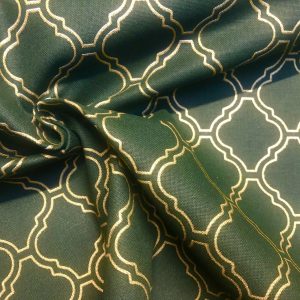 Sale - Dark Green & Gold Moroccan Arabic Damask Print Fabric Curtain ...