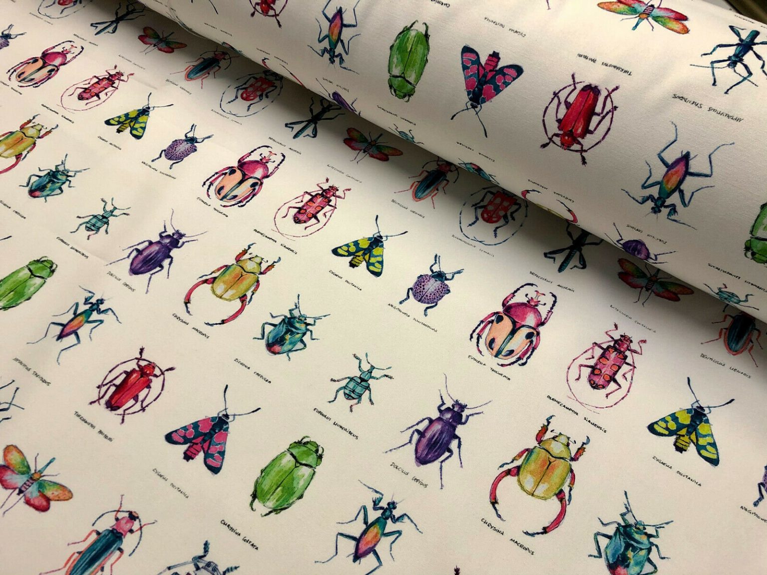 Ivory Bugs & Insects Fabric for Curtains Upholstery Dressmaking - Bee 