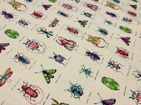 Ivory Bugs & Insects Fabric for Curtains Upholstery Dressmaking - Bee Moth Butterfly Dragonfly Print 100% Cotton Material - 55"/140cm wide - Image 3