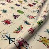 Ivory Bugs & Insects Fabric for Curtains Upholstery Dressmaking – Bee Moth Butterfly Dragonfly Print 100% Cotton Material – 55"/140cm wide