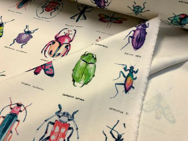 Ivory Bugs & Insects Fabric for Curtains Upholstery Dressmaking - Bee Moth Butterfly Dragonfly Print 100% Cotton Material - 55"/140cm wide - Image 5