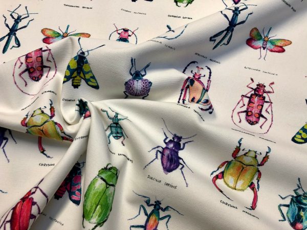 Ivory Bugs & Insects Fabric for Curtains Upholstery Dressmaking - Bee Moth Butterfly Dragonfly Print 100% Cotton Material - 55"/140cm wide - Image 6