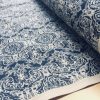 JACQUARD Baroque Floral Vintage Damask Print Fabric Material for Curtains Upholstery Dressmaking – 55''/140cm wide NAVY & CREAM Canvas