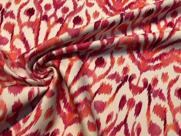 Pink IKAT Floral Fan Damask Flower Fabric Geometric Paisley Cotton Material Curtain Upholstery Home Decor - 55"/140cm Wide - Image 2
