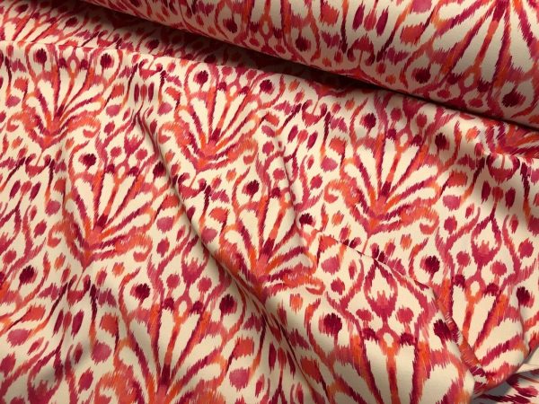 Pink IKAT Floral Fan Damask Flower Fabric Geometric Paisley Cotton Material Curtain Upholstery Home Decor - 55"/140cm Wide - Image 7