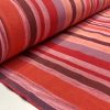 RASPBERRY RED BROWN Striped Dress Home Decor Light Upholstery Material Curtains Stripes Cotton Satin Feel Fabric – 55"/140cm Wide