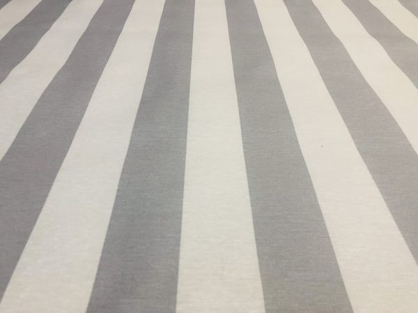 Silver Grey & White Striped Fabric - Sofia Stripes Curtain Tablecloth Upholstery Material - 55"/140cm Wide Canvas - Image 2