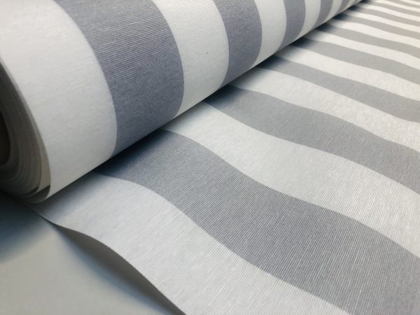 Silver Grey & White Striped Fabric - Sofia Stripes Curtain Tablecloth Upholstery Material - 55"/140cm Wide Canvas - Image 4