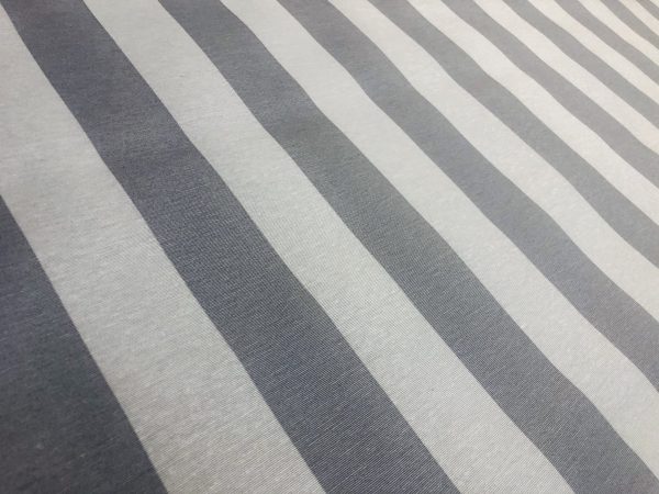Silver Grey & White Striped Fabric - Sofia Stripes Curtain Tablecloth Upholstery Material - 55"/140cm Wide Canvas - Image 5