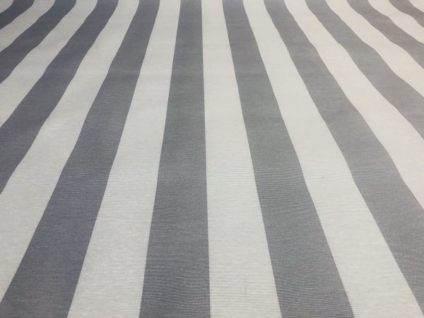 Silver Grey & White Striped Fabric - Sofia Stripes Curtain Tablecloth Upholstery Material - 55"/140cm Wide Canvas - Image 6