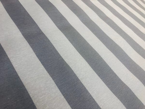 SILVER GREY & White Teflon Waterproof Outdoor Fabric for cushion, gazebo, beach - 140cm wide, sold by metre - Stripe Material Stripes - Image 5
