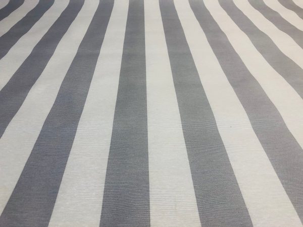 SILVER GREY & White Teflon Waterproof Outdoor Fabric for cushion, gazebo, beach - 140cm wide, sold by metre - Stripe Material Stripes - Image 6