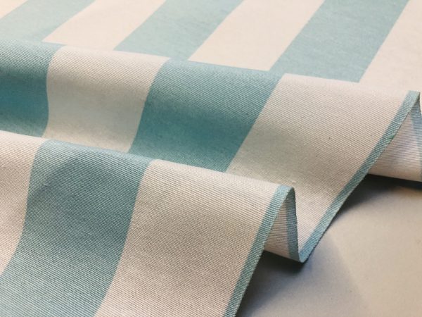 Sky Blue & White Striped Fabric - Sofia Stripes Curtain Tablecloth Upholstery Material - 110"/280cm Wide Canvas - Image 5