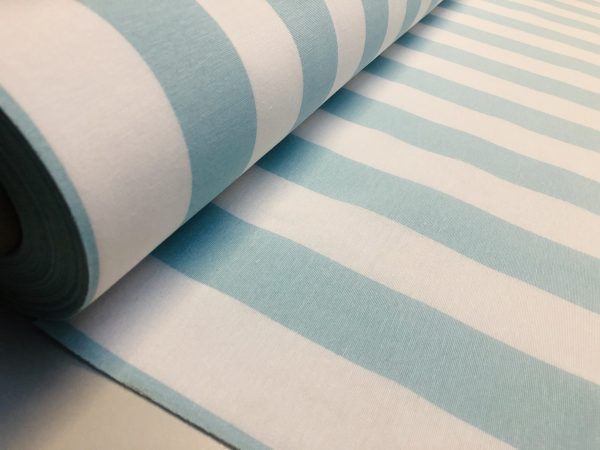 Sky Blue & White Striped Fabric - Sofia Stripes Curtain Tablecloth Upholstery Material - 110"/280cm Wide Canvas - Image 7