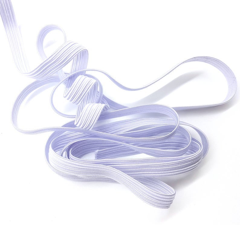 WHITE Flat Elastic 1/4 or 6mm Knitted Braided Strong Stretchy Band  Washable Cord For Sewing Masks Dressmaking Cuff DIY - Lush Fabric