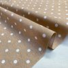 BEIGE Polka Dot Fabric White Spots Dots PolyCotton Material Classic Chic Textile Home Decor Dress Curtains – 55''/140cm Wide Canvas