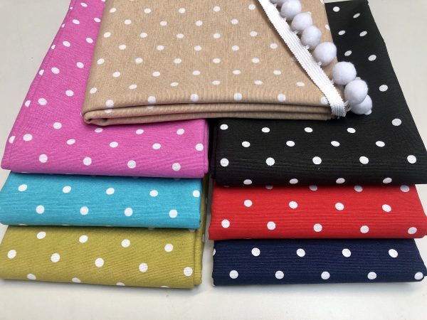 BLACK Polka Dot Fabric White Spots Dots PolyCotton Material Classic Chic Textile Home Decor Dress Curtains - 55''/140cm Wide Canvas - Image 2