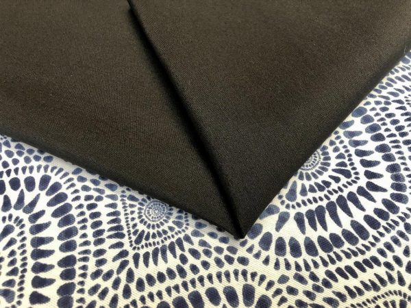 BLACK Waterproof Outdoor Ottoman Fabric Soft Teflon Material Plain Colours For Cushion Gazebo Beach – 55"/140cm Wide Canvas