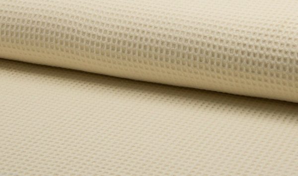 HomeBuy Cotton Waffle Pique Honeycombe Fabric Material - 150Cm Wide (Ecru  Cream)