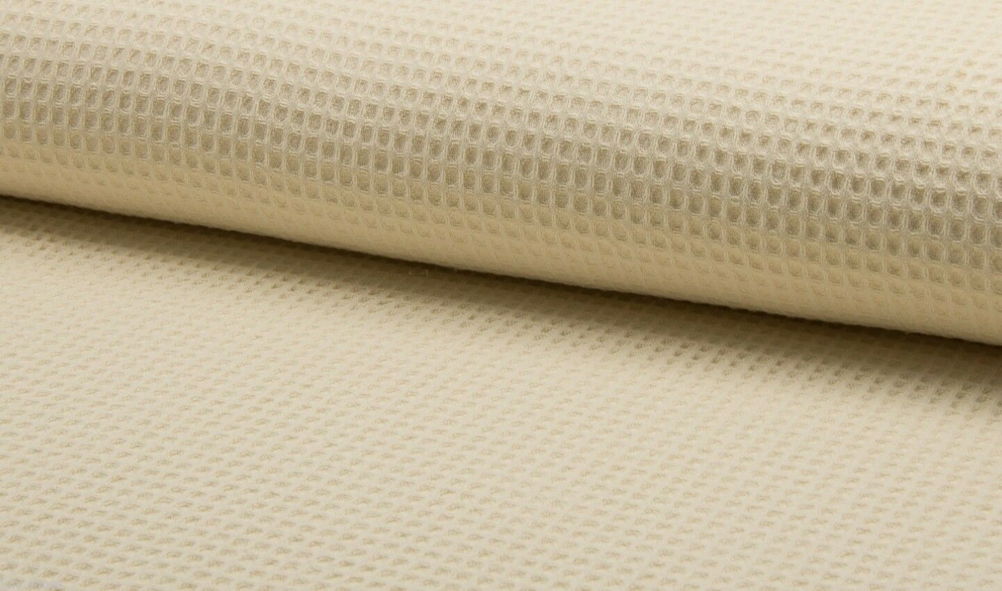 HomeBuy Cotton Waffle Pique Honeycombe Fabric Material - 150Cm Wide - Ecru  Cream