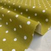 MUSTARD Polka Dot Fabric White Spots Dots PolyCotton Material Shabby Classic Chic Textile Home Decor Dress Curtains – 55''/140cm Wide Canvas