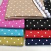 MUSTARD Polka Dot Fabric White Spots Dots PolyCotton Material Shabby Classic Chic Textile Home Decor Dress Curtains – 55''/140cm Wide Canvas