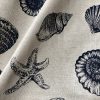Ocean Beach Shell Star Cotton Linen Nautical Fabric Natural Dark Blue Marine Hessian Jute Sea Material Home Decor – 61"/155cm Wide Canvas