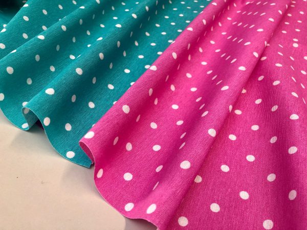 TURQUOISE BLUE Polka Dot Fabric White Spots Dots PolyCotton Material Classic Chic Textile Home Decor Dress Curtains - 55''/140cm Wide Canvas - Image 2