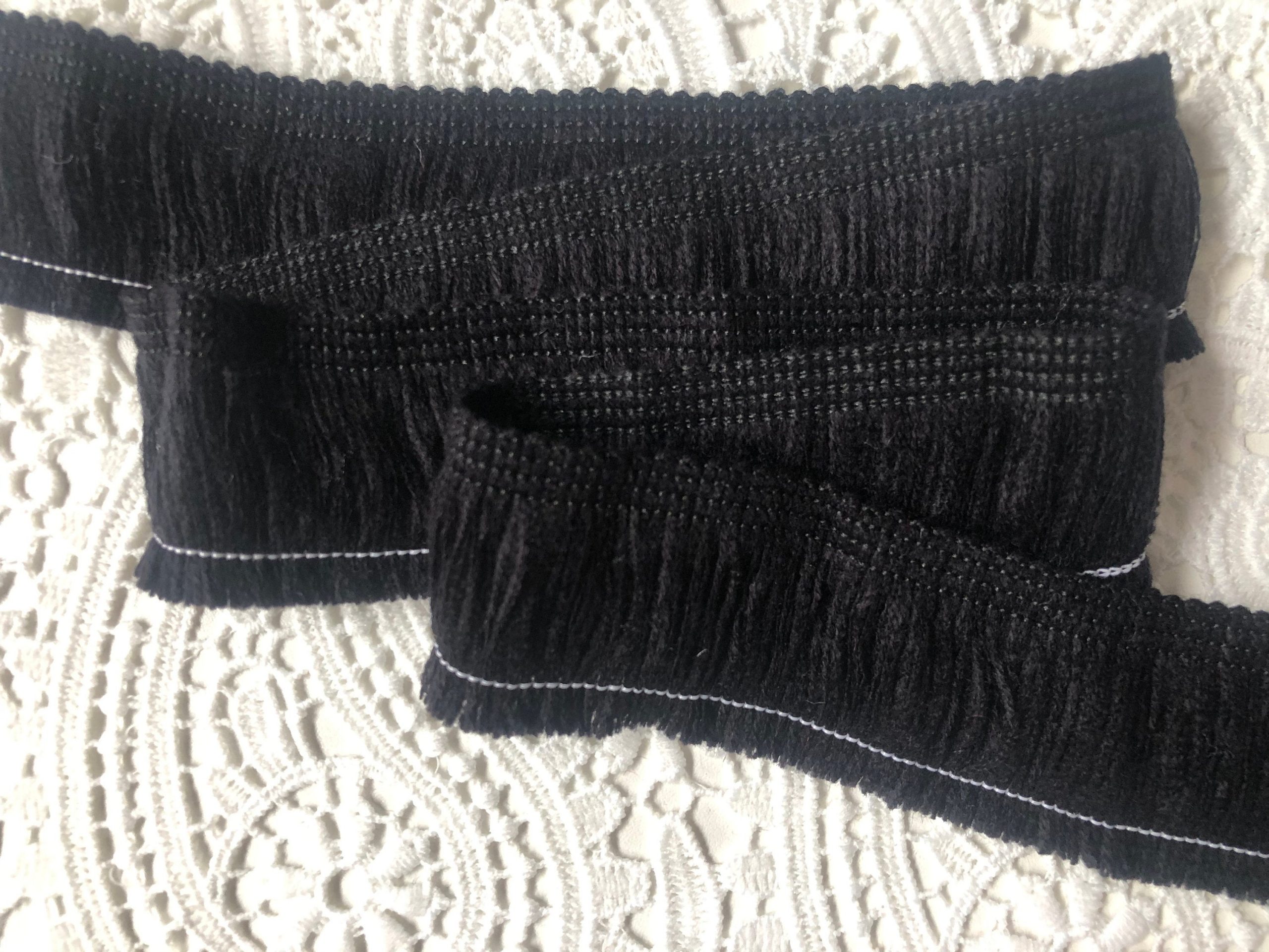 2 Yards 4 Inch PU Leather Fringe Trim DIY Tassel Fringe for Sewing, Black