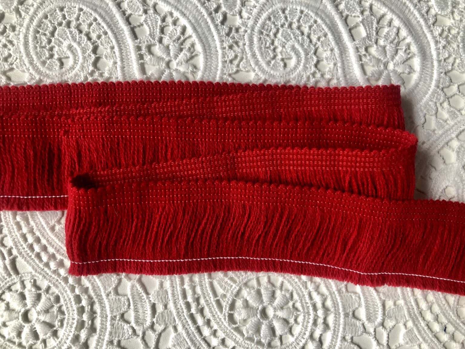 RED Brush Fringe Tassels Textile Cut Pillow Trimming, Piping, Cushion