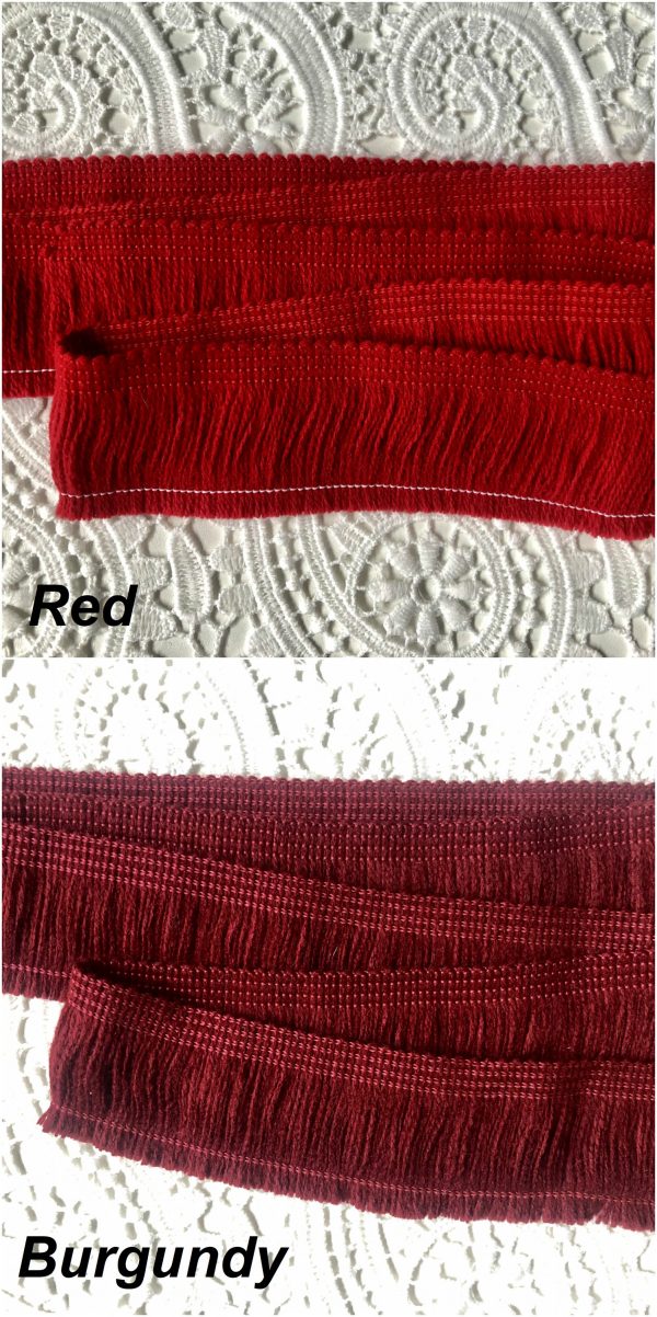 RED - Brush Fringe Tassels Textile Cut Pillow Trimming, Piping, Cushion Trim, Curtains, Home Decor - 40mm Wide - Any LENGTH - Image 2