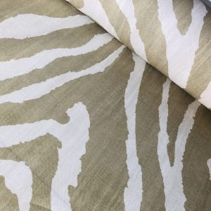 African BEIGE & CREAM Zebra Stripes Print Linen Look Cotton Fabric ...