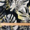 Black & Green Palm Banana Leaf Print Fabric Tropical Leaves Cotton Curtain Material Upholstery – 55"/140cm wide